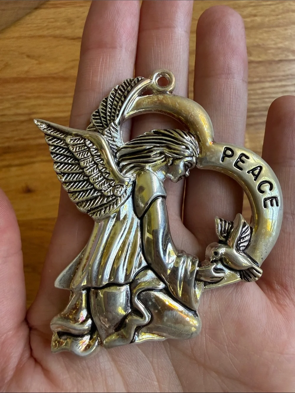 Gorham Silver Plated Angel Ornaments Hope Peace Love holiday Christmas decor